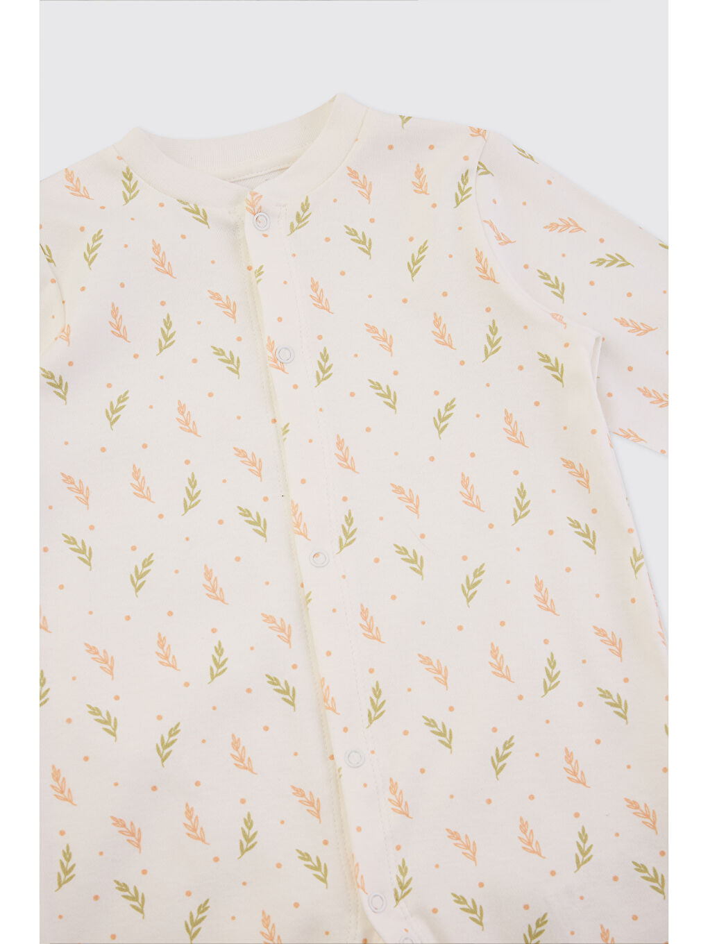 Yenidoğan Yaprak Desenli Beyaz Tulum-2