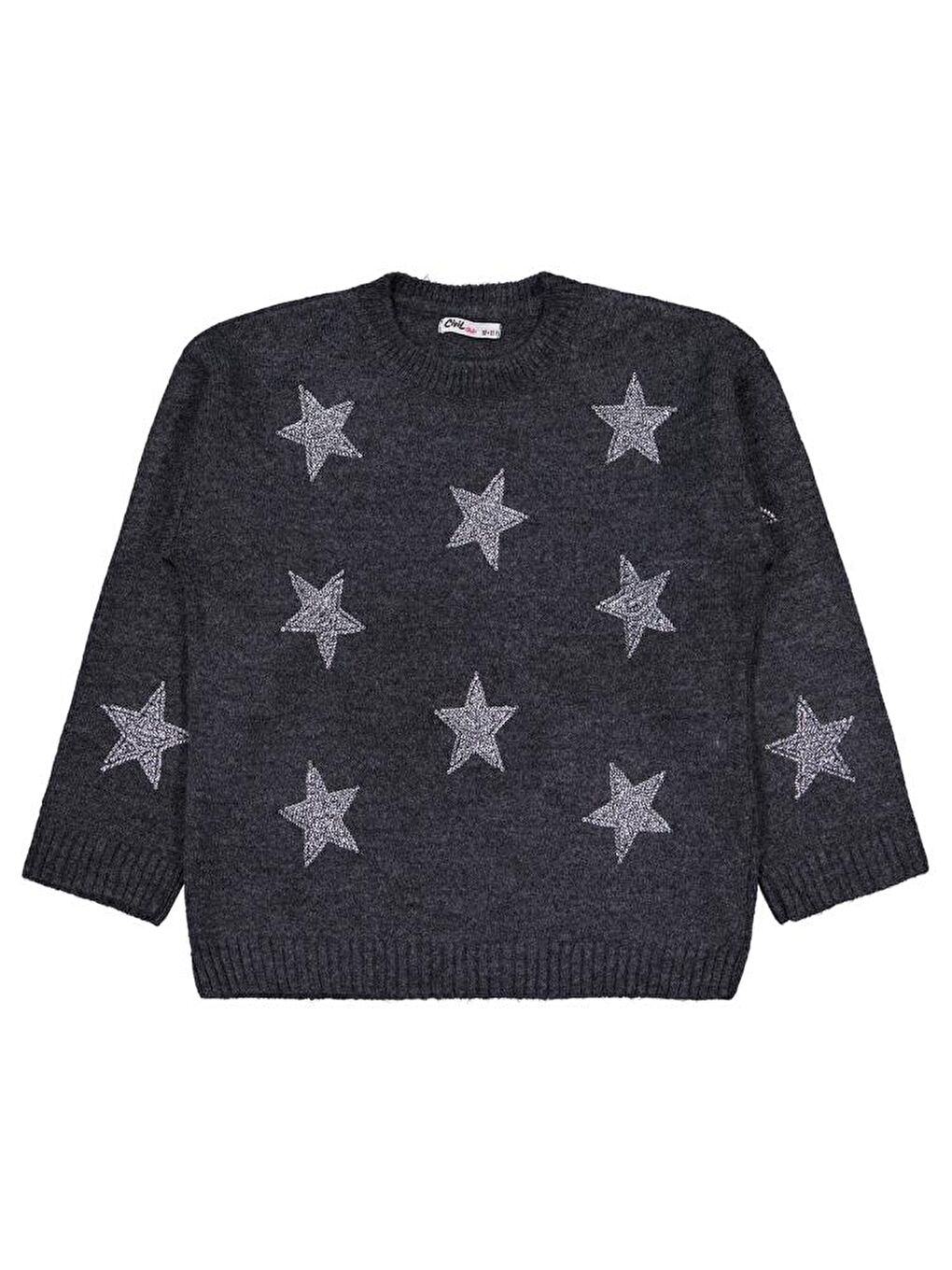 Antrasit Girls Yıldız Taş Baskılı 10-13 Yaş Kazak - Gri 13-14 Yaş