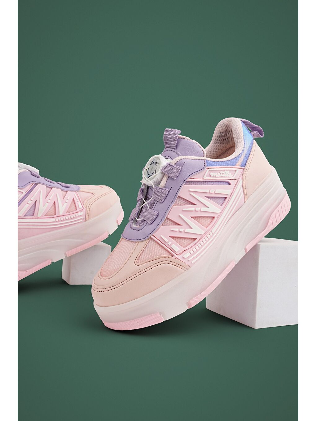 Pembe SKATE Çocuk Işıklı Patenli Tekerlekli Sneaker Spor Ayakkabı-4