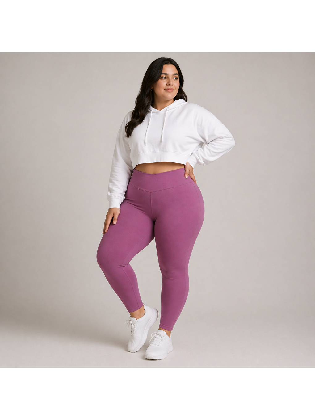 Mor Kadın Ekstra Yüksek Bel Büyük Beden Dalgıç Kumaş Esnek Spor Rahat Günlük Battal Tayt-1