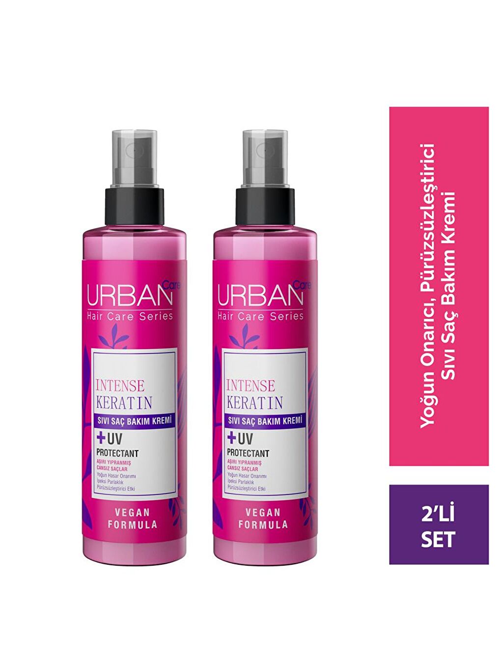 Urban Care Intense Keratin Aşırı Yıpranmış Cansız Saçlara Özel Sıvı Saç Bakım Kremi-Vegan-200 ML x 2