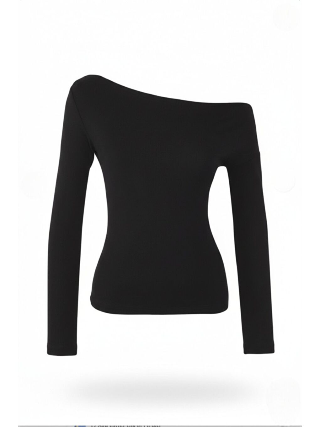 Siyah Premium Soft Seri Vücuda Oturan Kayık Yaka Örme Bluz-1