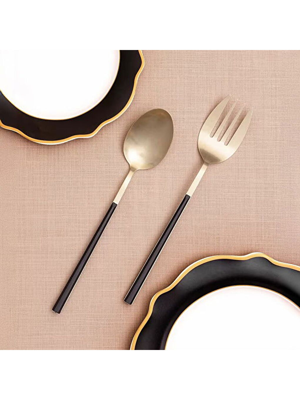 Bianco 2 Parça Salata Servis Takımı - Siyah / Gold