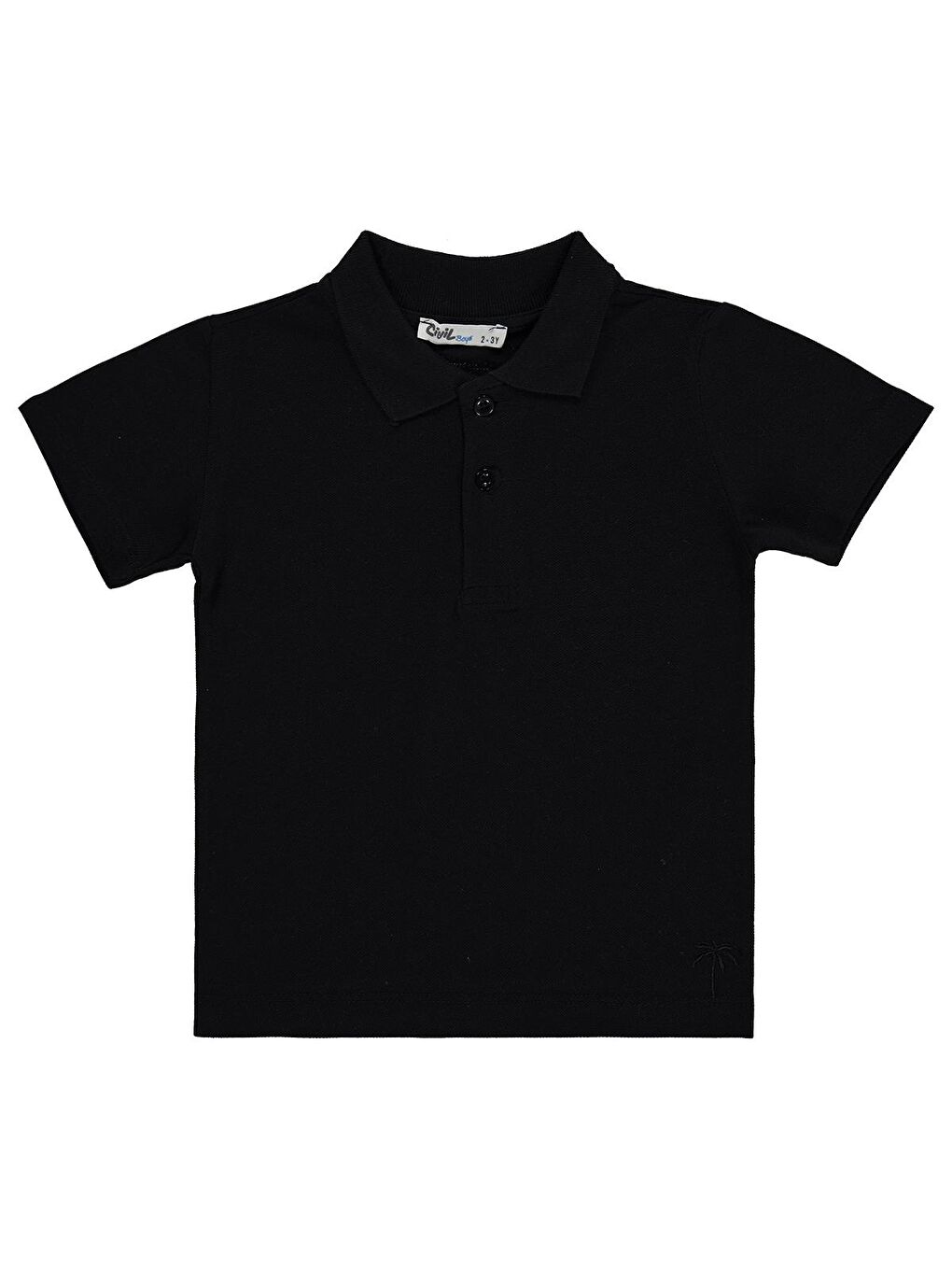 Boys Erkek Çocuk Palmiye Nakışlı Polo Yaka 2-5 Yaş Tişört - Siyah