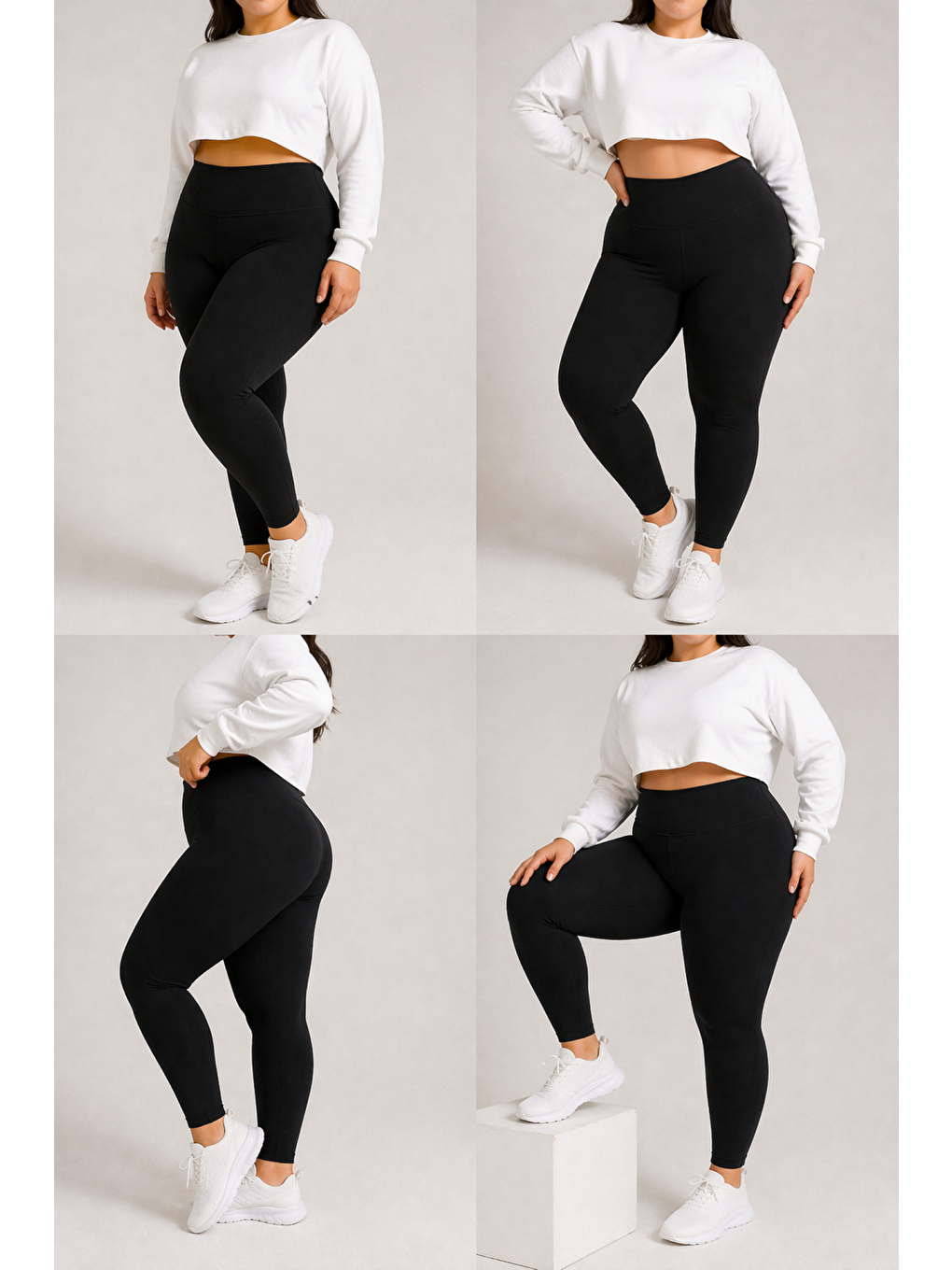 Siyah Kadın Ekstra Yüksek Bel Büyük Beden Dalgıç Kumaş Esnek Spor Rahat Günlük Battal Tayt-1