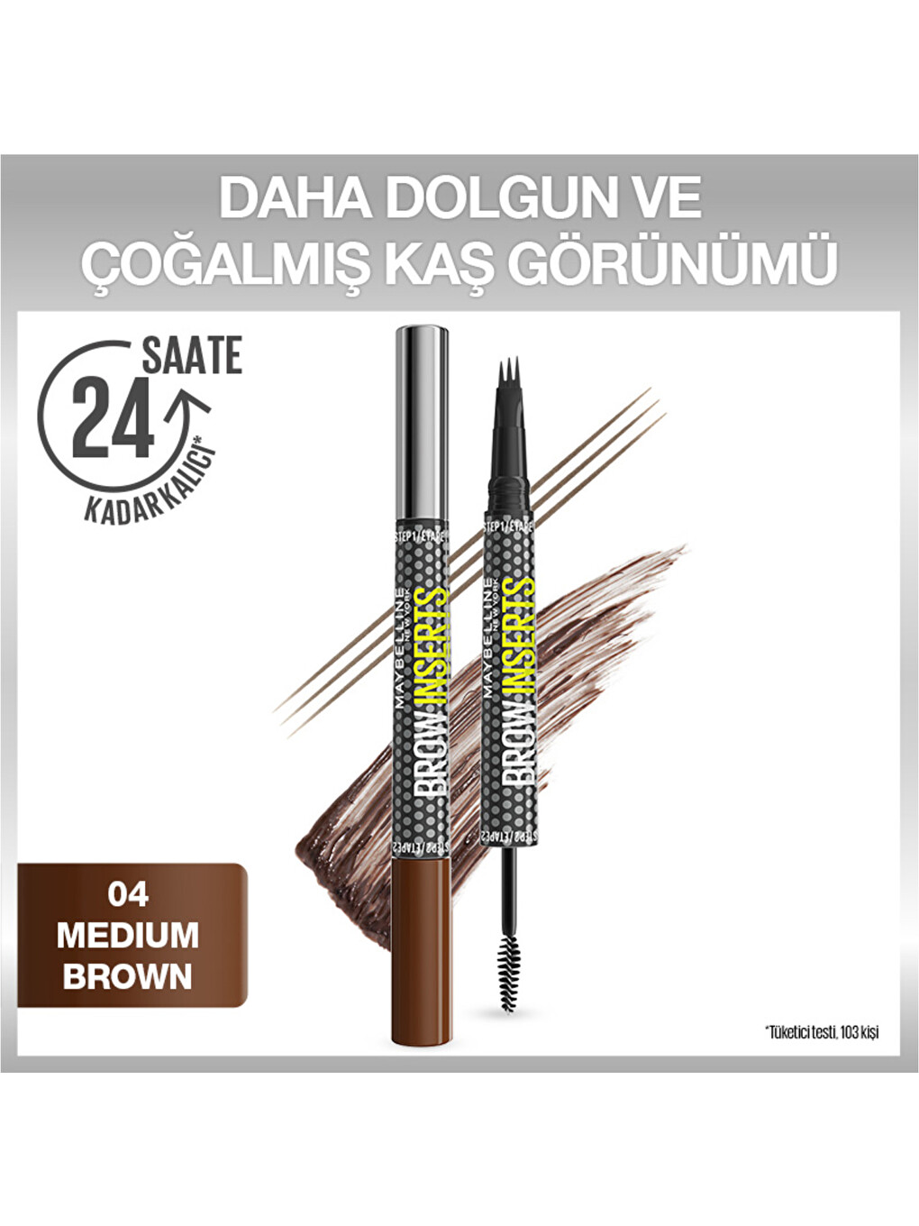 Brow Insert Çift Uçlu Kaş Kalemi – 04 Medium Brown
