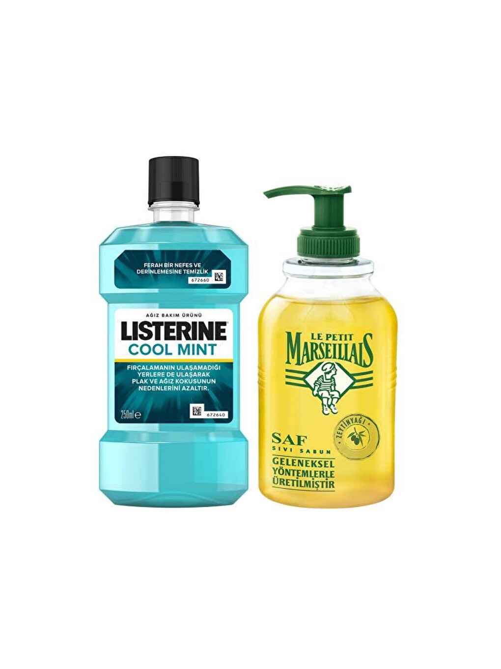 Listerine Cool Mint 250 ml + Zeytinyağı Sıvı Sabun 300 ml Hijyen Seti-1
