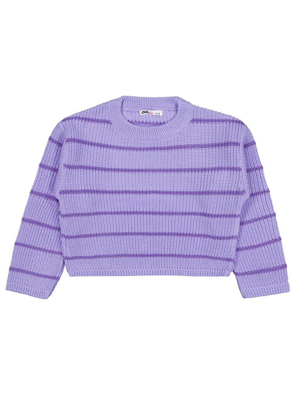 Mor Girls Çizgili 6-9 Yaş Kazak - Lila8-9 Yaş