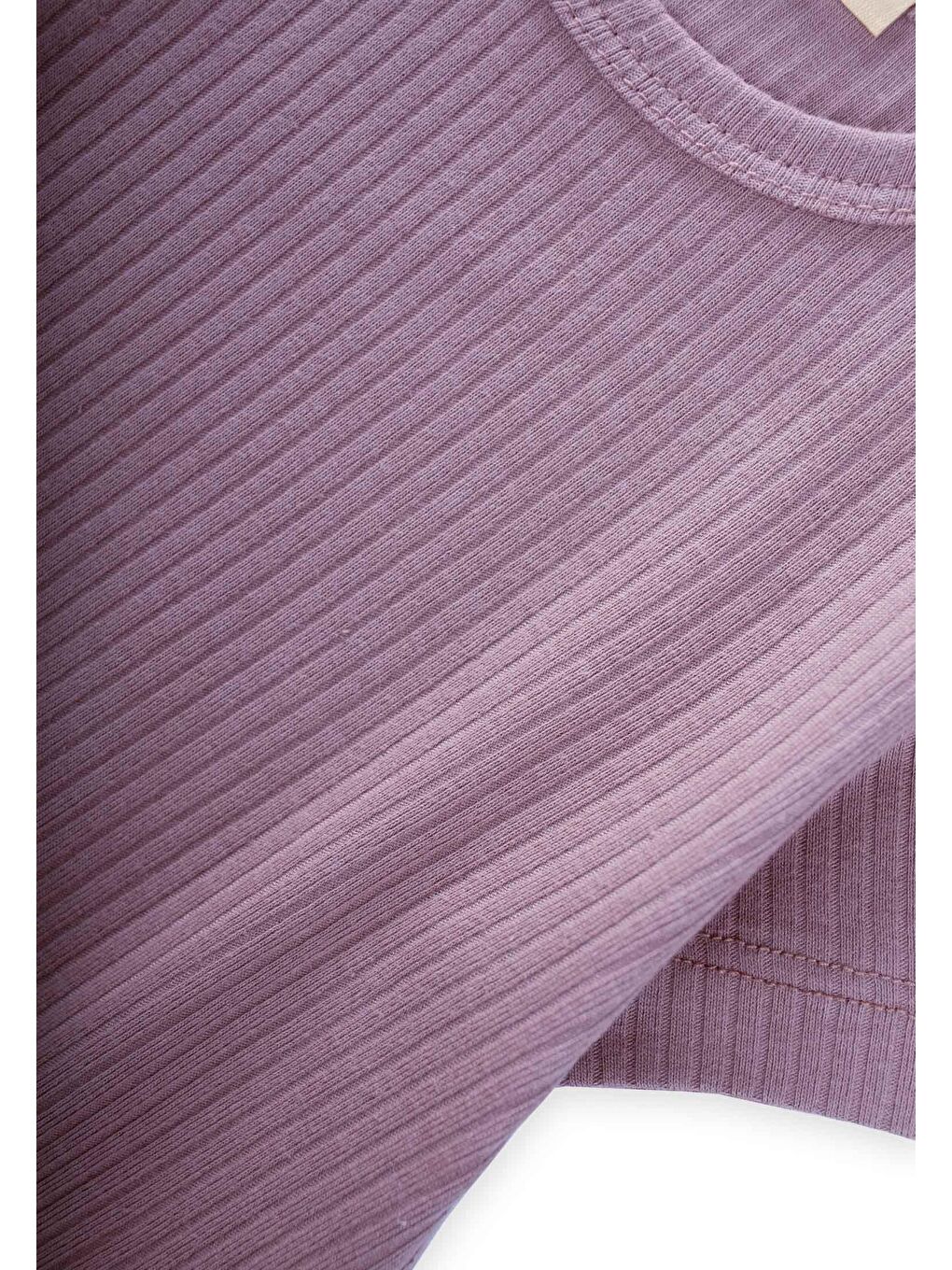 Basic Fitilli T-Shırt 1-5 Yaş Lila-2