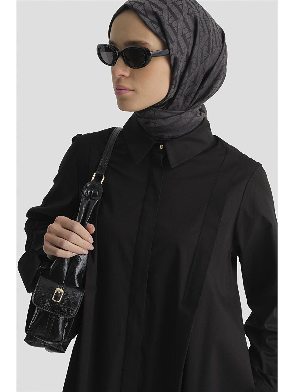 Oversize Tunik Elbise Siyah-1