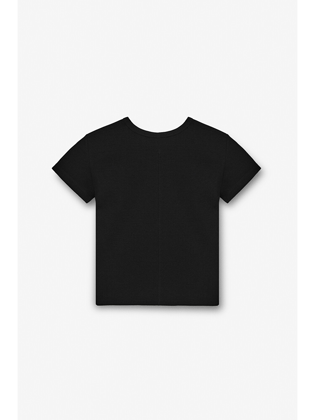 Masroutı Kadın Slim Kısa V Yaka Kısa Kol Siyah T-shirt-2