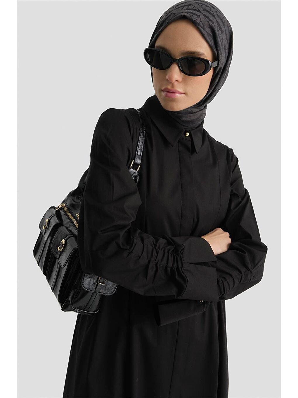 Oversize Tunik Elbise Siyah-2