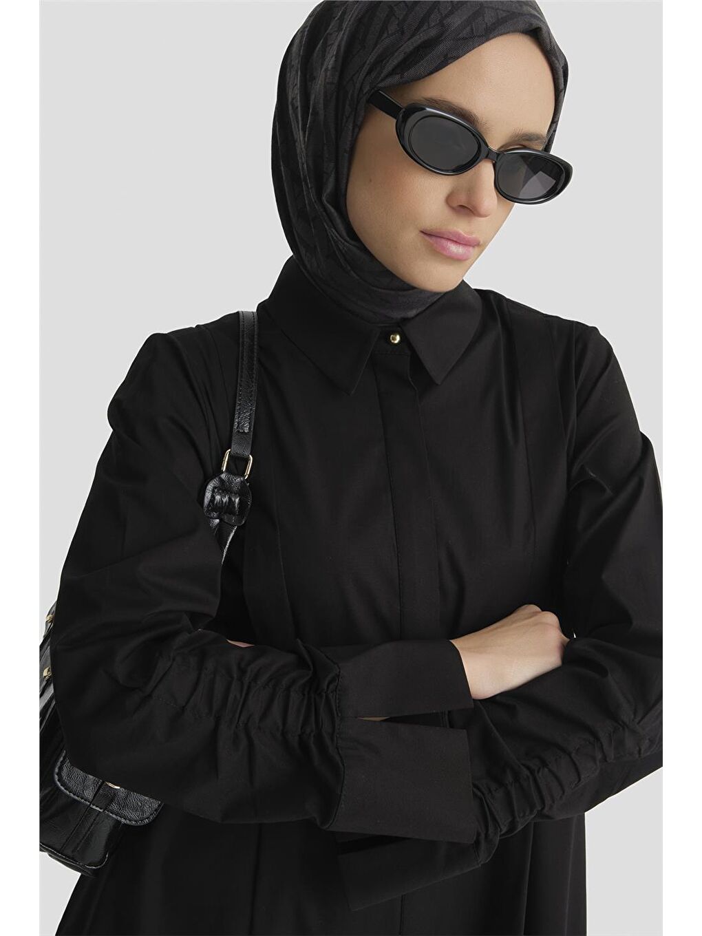 Oversize Tunik Elbise Siyah-3