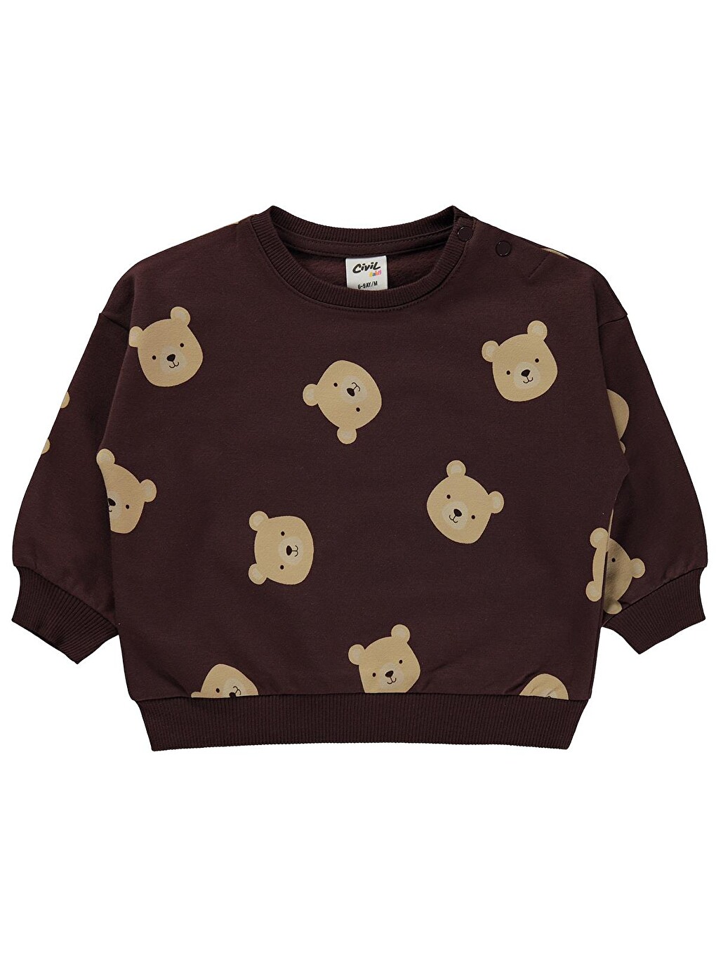 Baby Ayıcık Baskılı 6-18 Ay Sweatshirt - Kahverengi