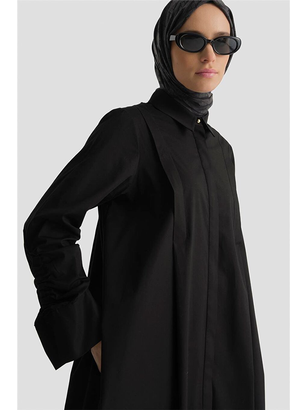 Oversize Tunik Elbise Siyah-4