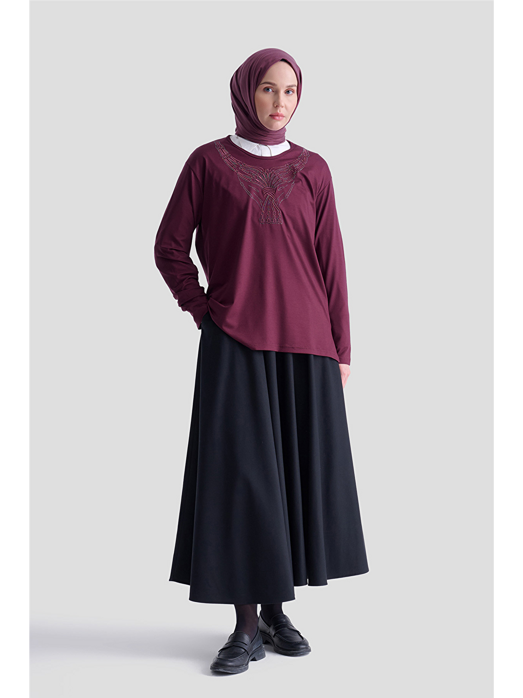 Kırmızı Penye Vişne Anne Bluz