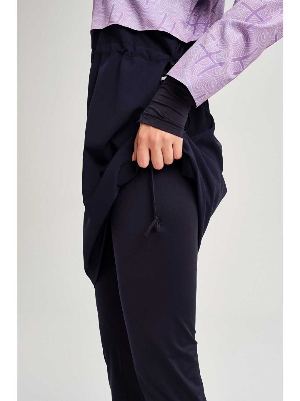 Esila Monogram Desenli Lila 5 Parça Tam Tesettür Mayo Takımı 2934-7