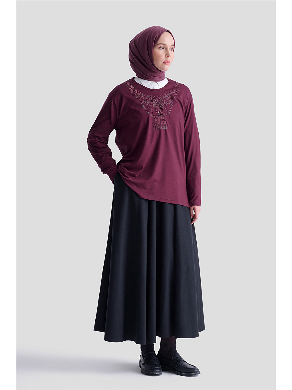 Kırmızı Penye Vişne Anne Bluz-1