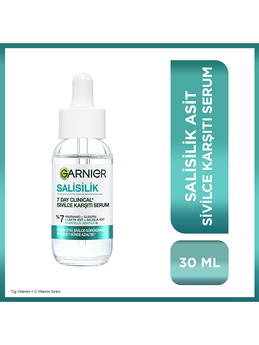 7 Day Clinical Salisilik Sivilce Karşıtı Serum 30ml, (7% Niasinamid, Gliserin, Laktik Asit,