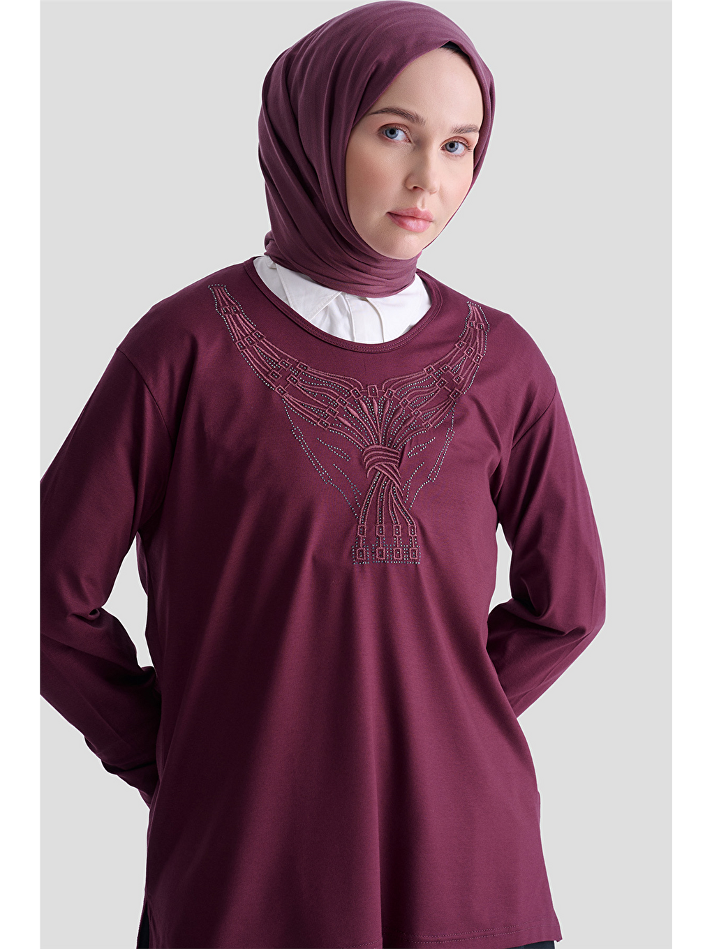 Kırmızı Penye Vişne Anne Bluz-2