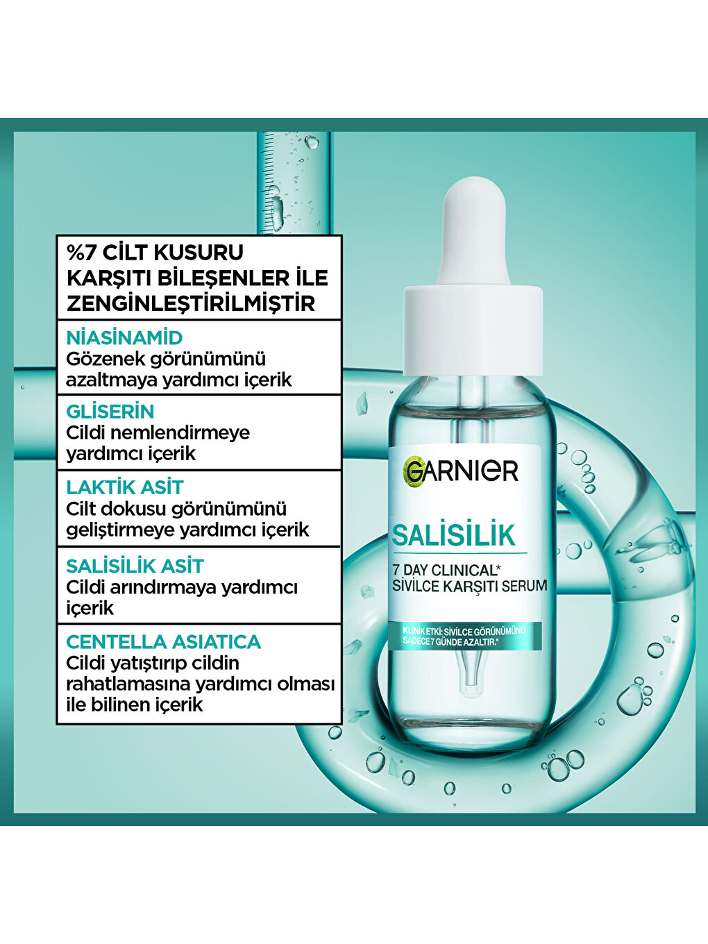 7 Day Clinical Salisilik Sivilce Karşıtı Serum 30ml, (7% Niasinamid, Gliserin, Laktik Asit,-1