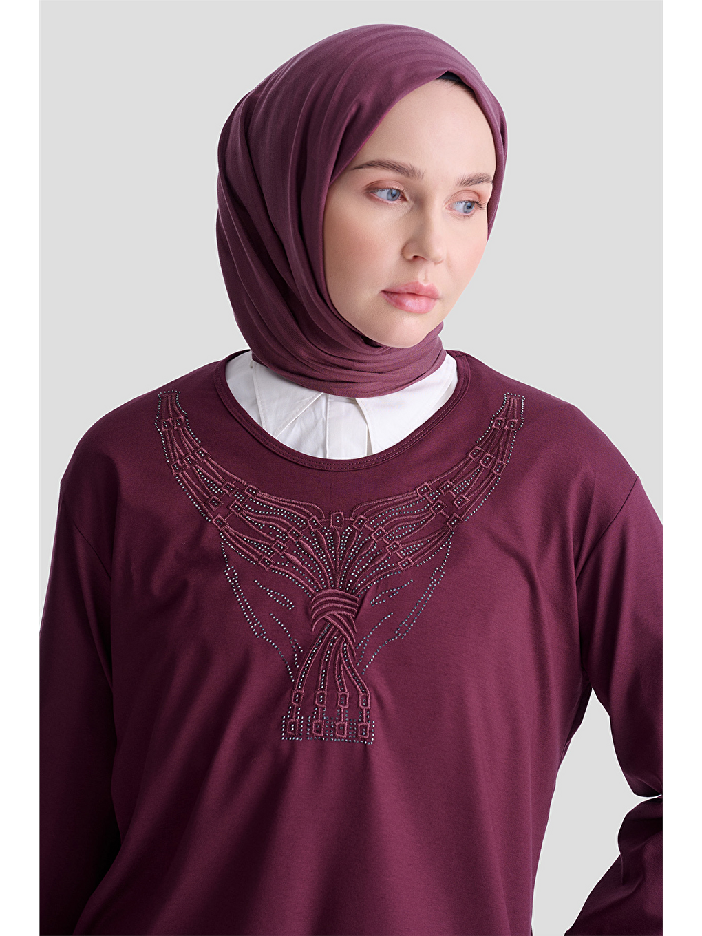 Kırmızı Penye Vişne Anne Bluz-3