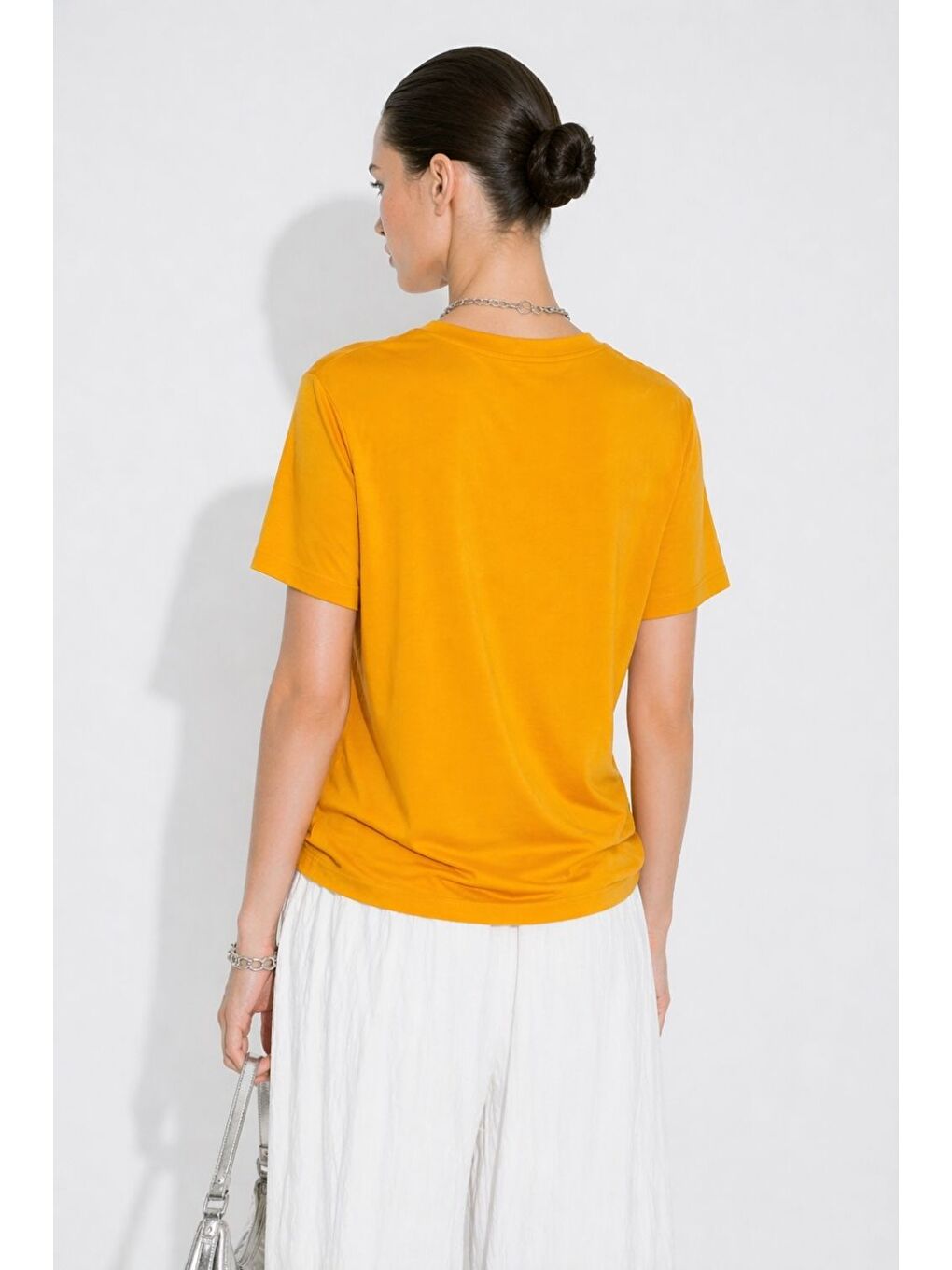 Yıldız Boncuklu Oversize Turuncu Tişört-2