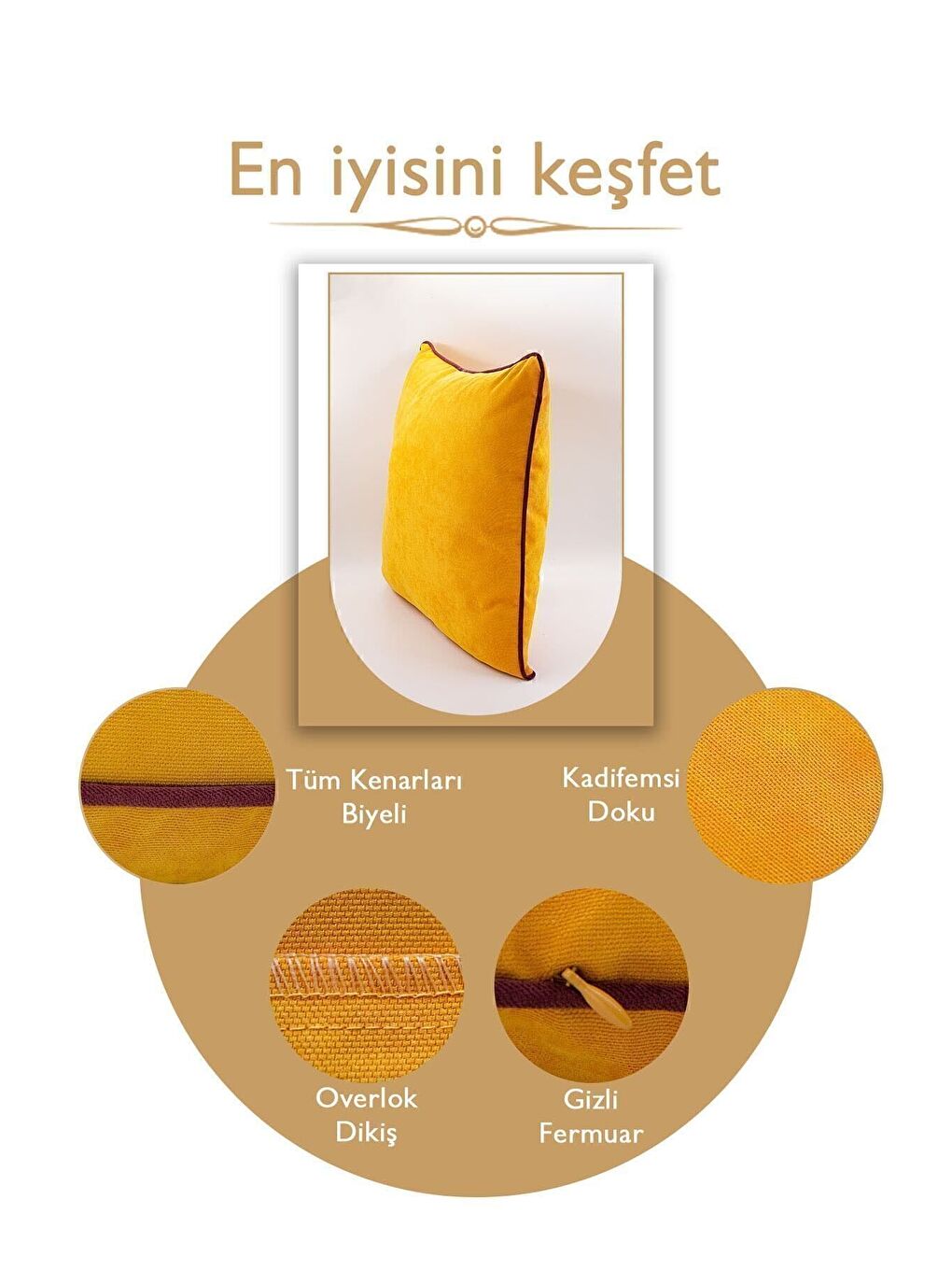 Renk Seçenekli Bordo Biyeli Sarı Kırlent Kılıfı Dekoratif Düz Sade Punch Panoroma Panbiy-3