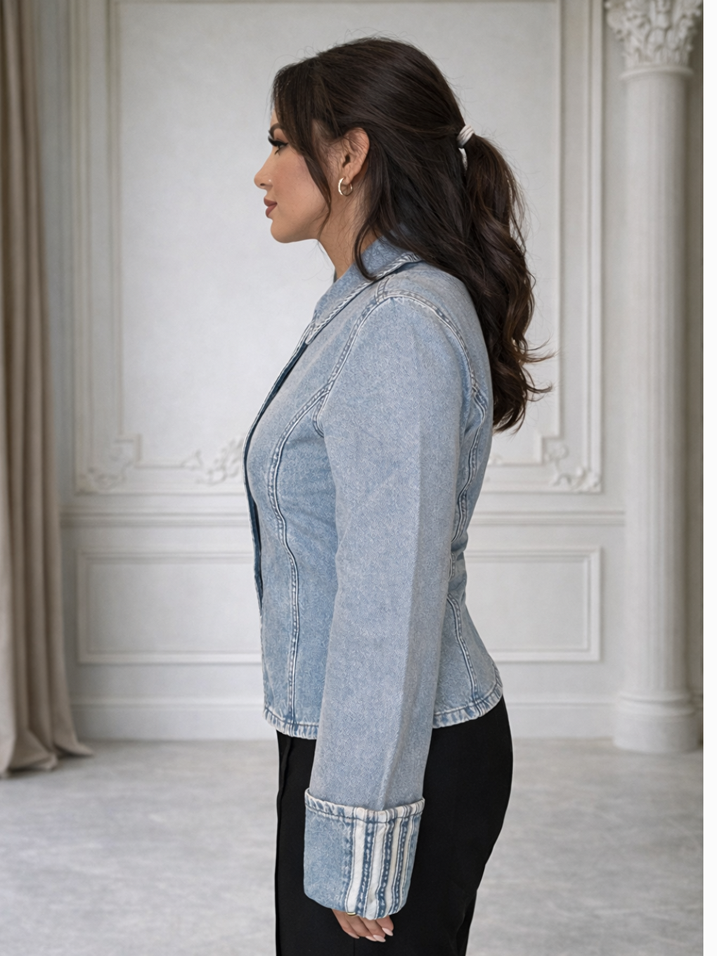 İndigo Casa Woman Belden Oturmalı Kadın Denim Ceket-1