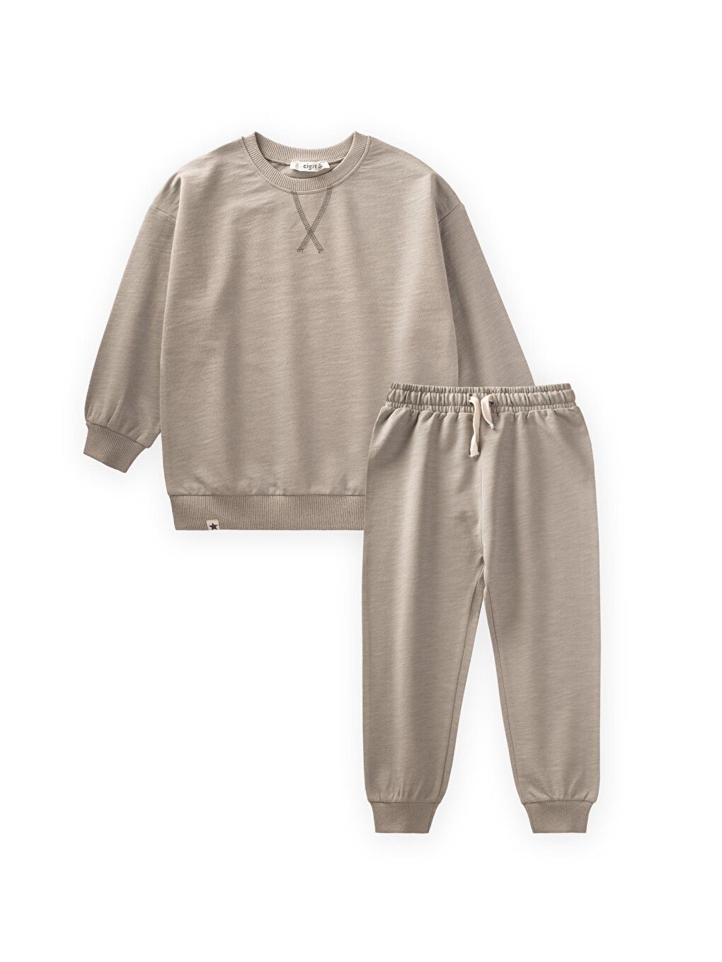 Bej Basıc Sweatshirt Takım 3-8 Yaş S Vizon