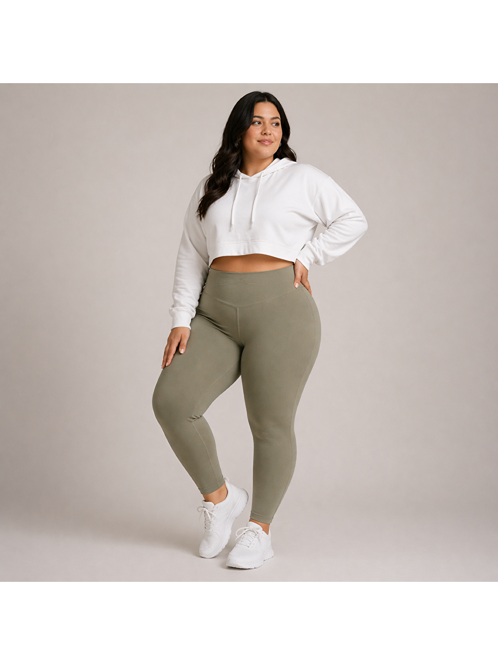 Yeşil Kadın Ekstra Yüksek Bel Büyük Beden Dalgıç Kumaş Esnek Spor Rahat Günlük Battal Tayt-1