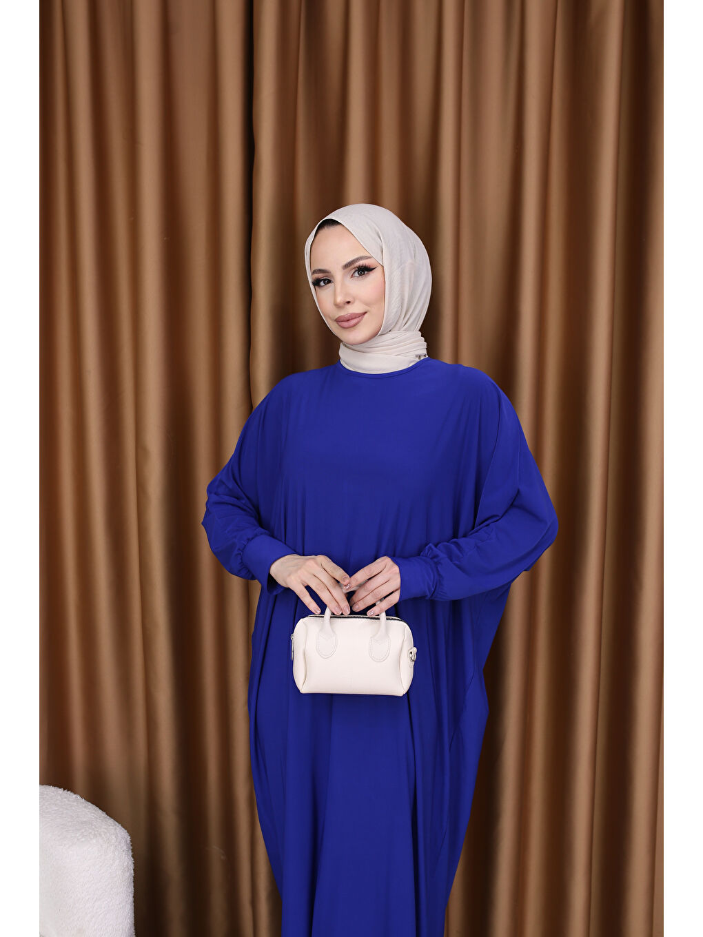 Kadın Trend Basic Uzun Kollu Mavi Elbise-2