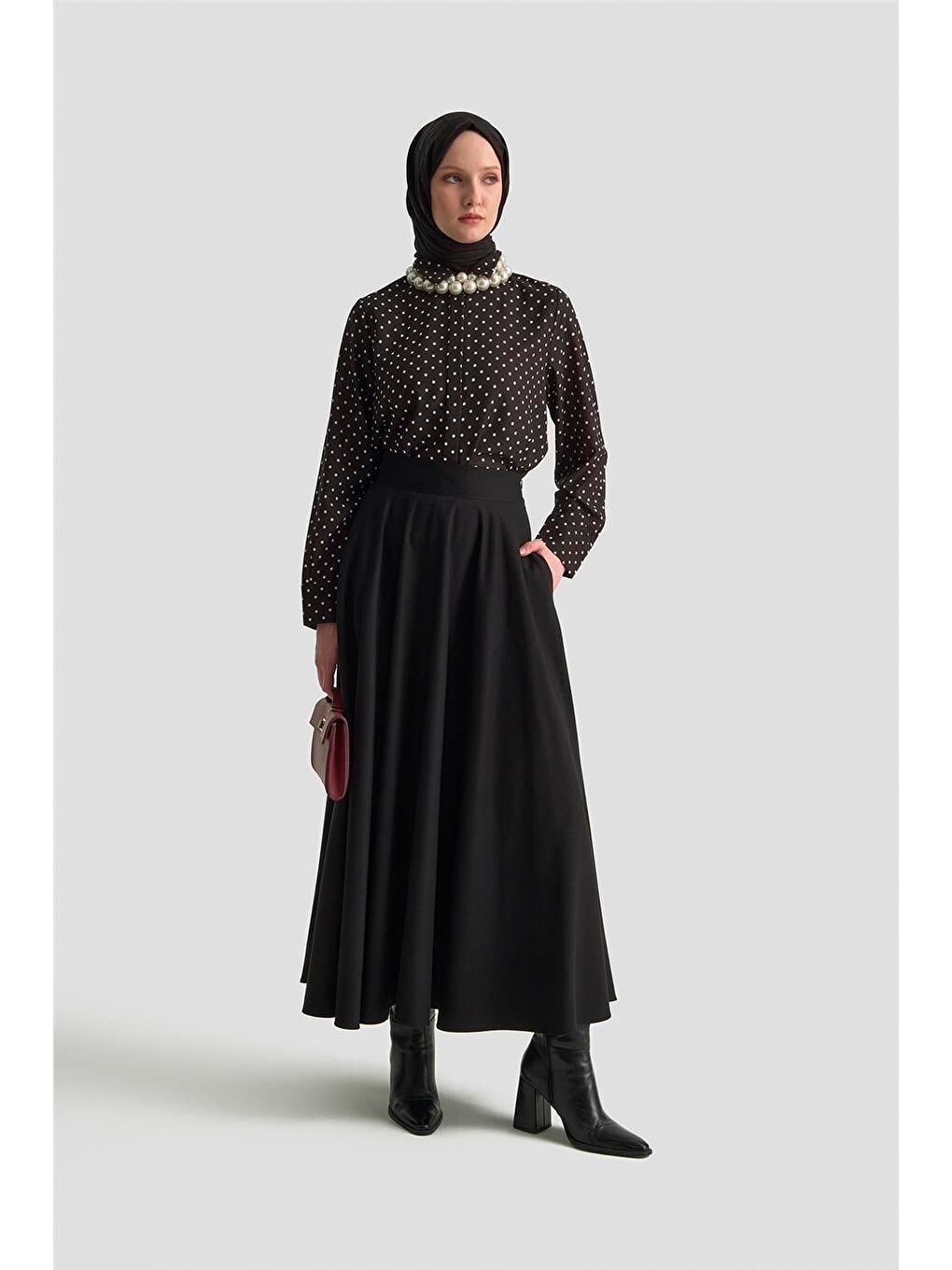 Puantiyeli Gömlek 25Kd1008 Siyah