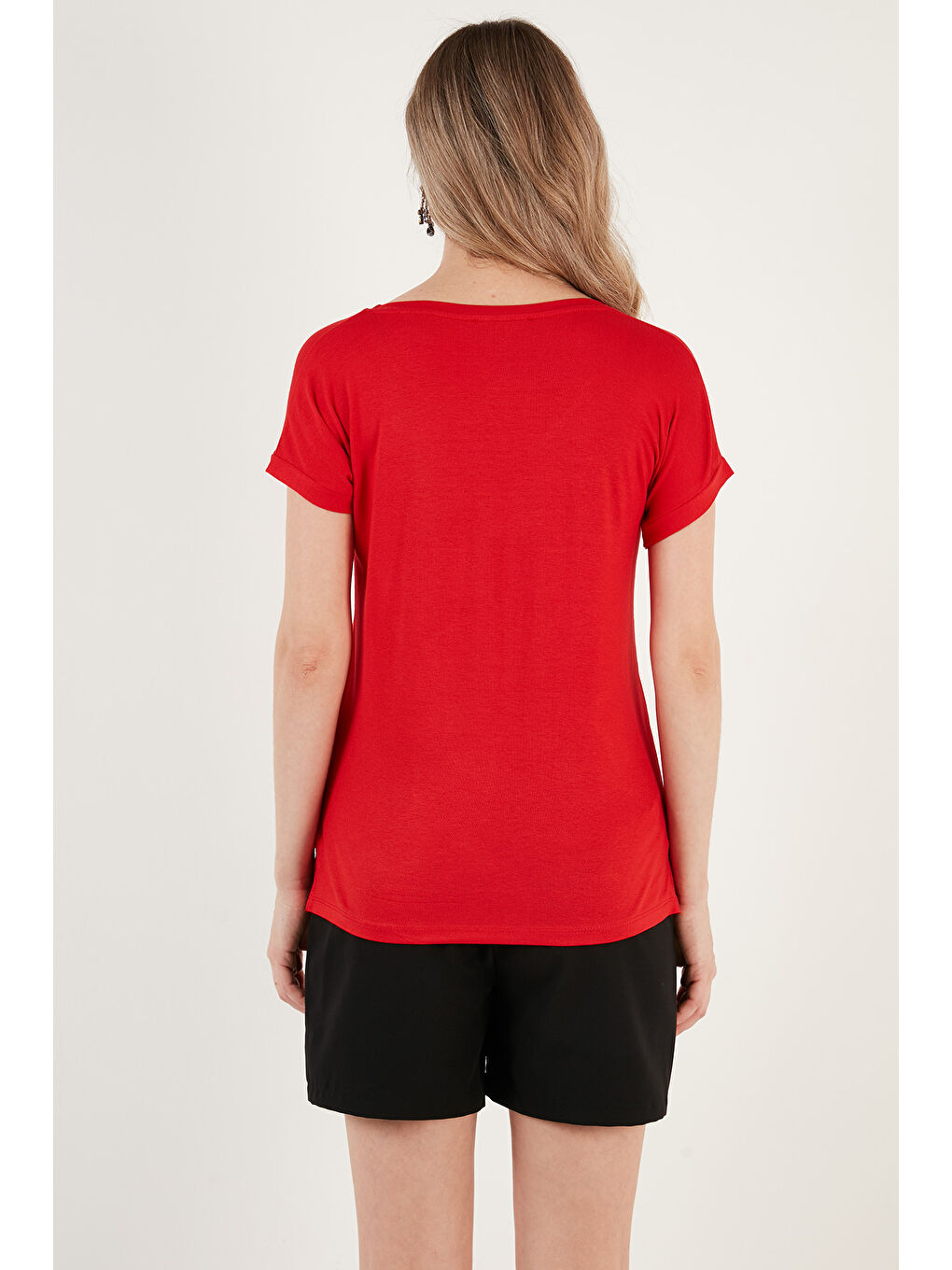 Siyah V Yaka Relaxed Fit Yırtmaç Detaylı 2'li Paket Bluz 5862000S2-5