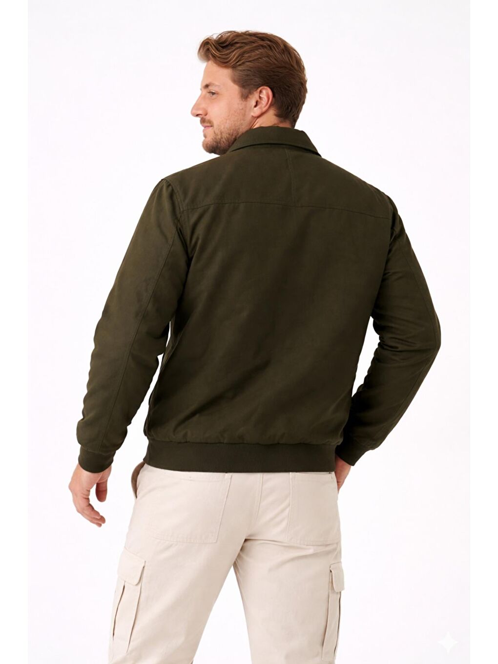 Haki Erkek Dik Yaka Fermuarlı Basic Bomber Mont Ceket-2