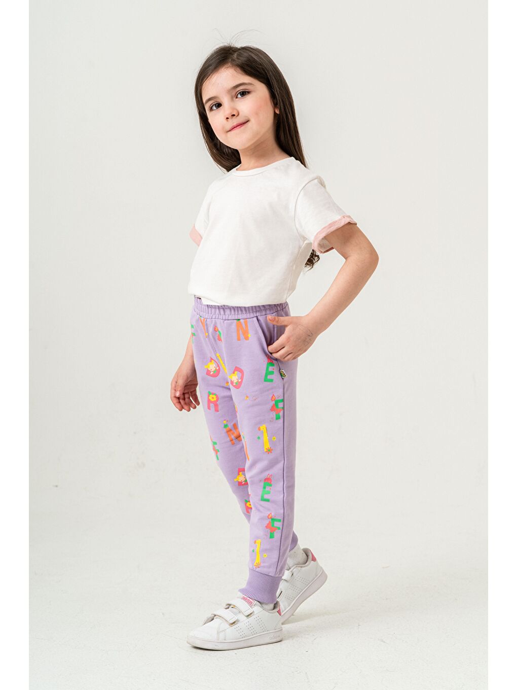 Lila Tüm Alan Baskılı Kız Çocuk Eşofman Altı-3