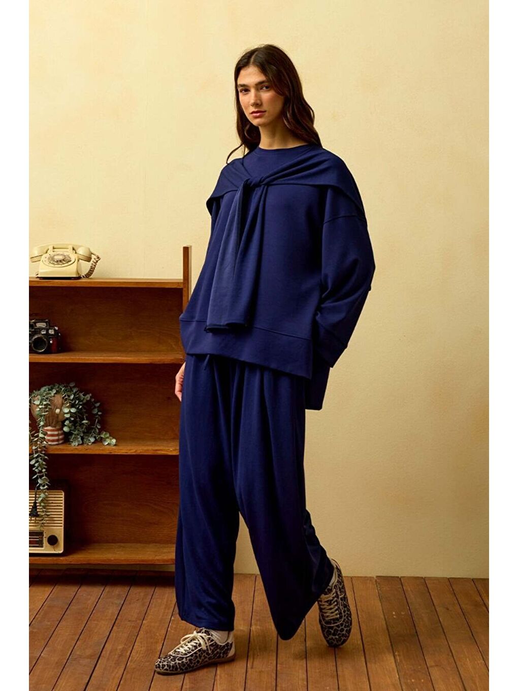 Lacivert Bağlamalı Pantolon Takım-1