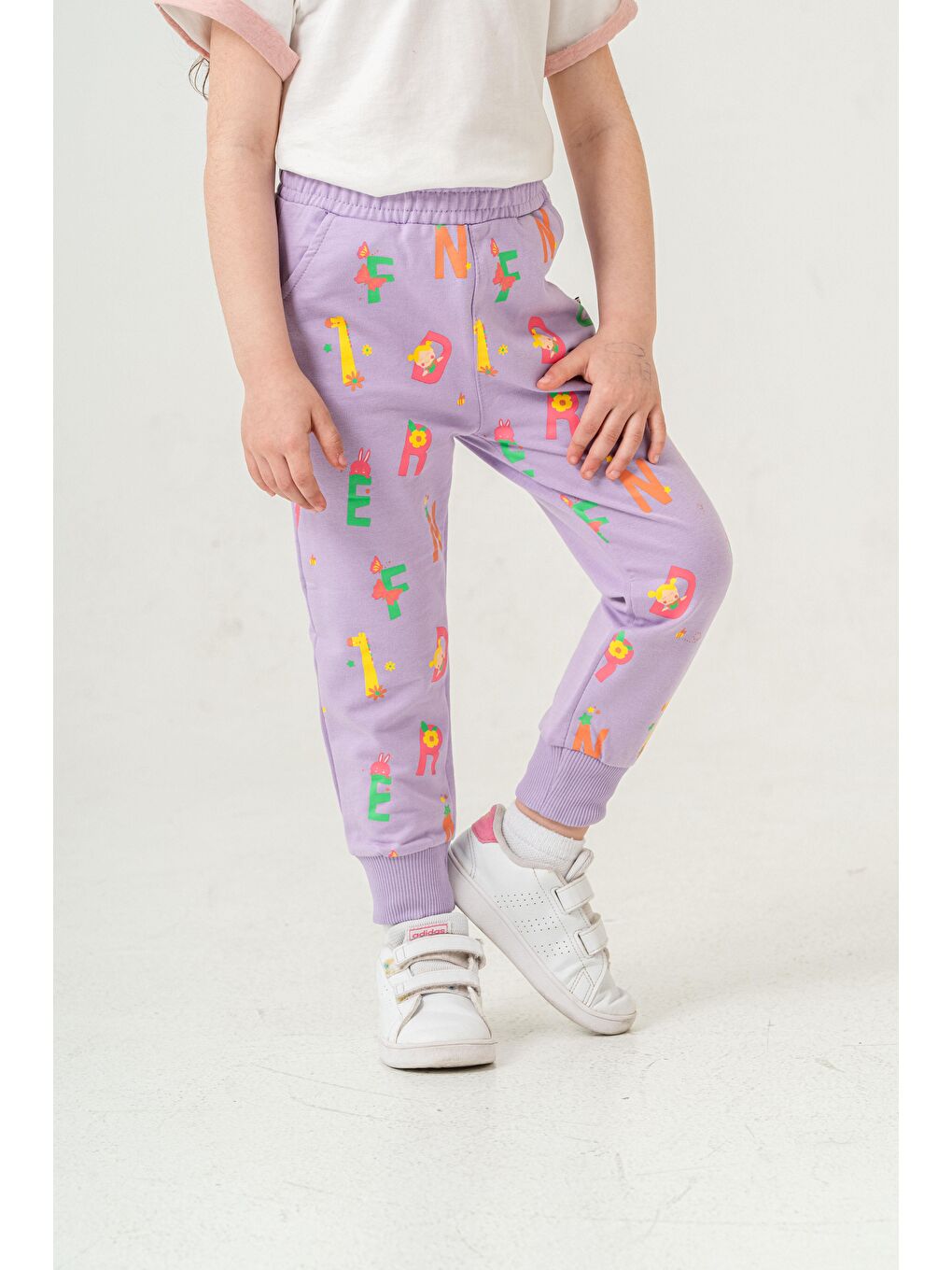 Lila Tüm Alan Baskılı Kız Çocuk Eşofman Altı-5