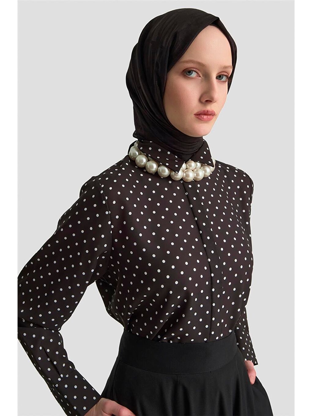 Puantiyeli Gömlek 25Kd1008 Siyah-3