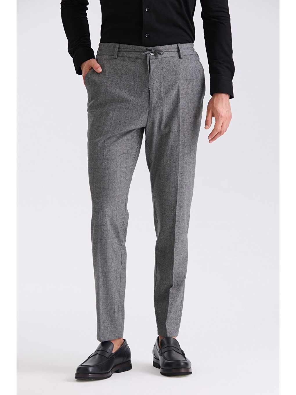 Antrasit Comfort Fit Beli Lastikli Yünlü Kumaş Pantolon