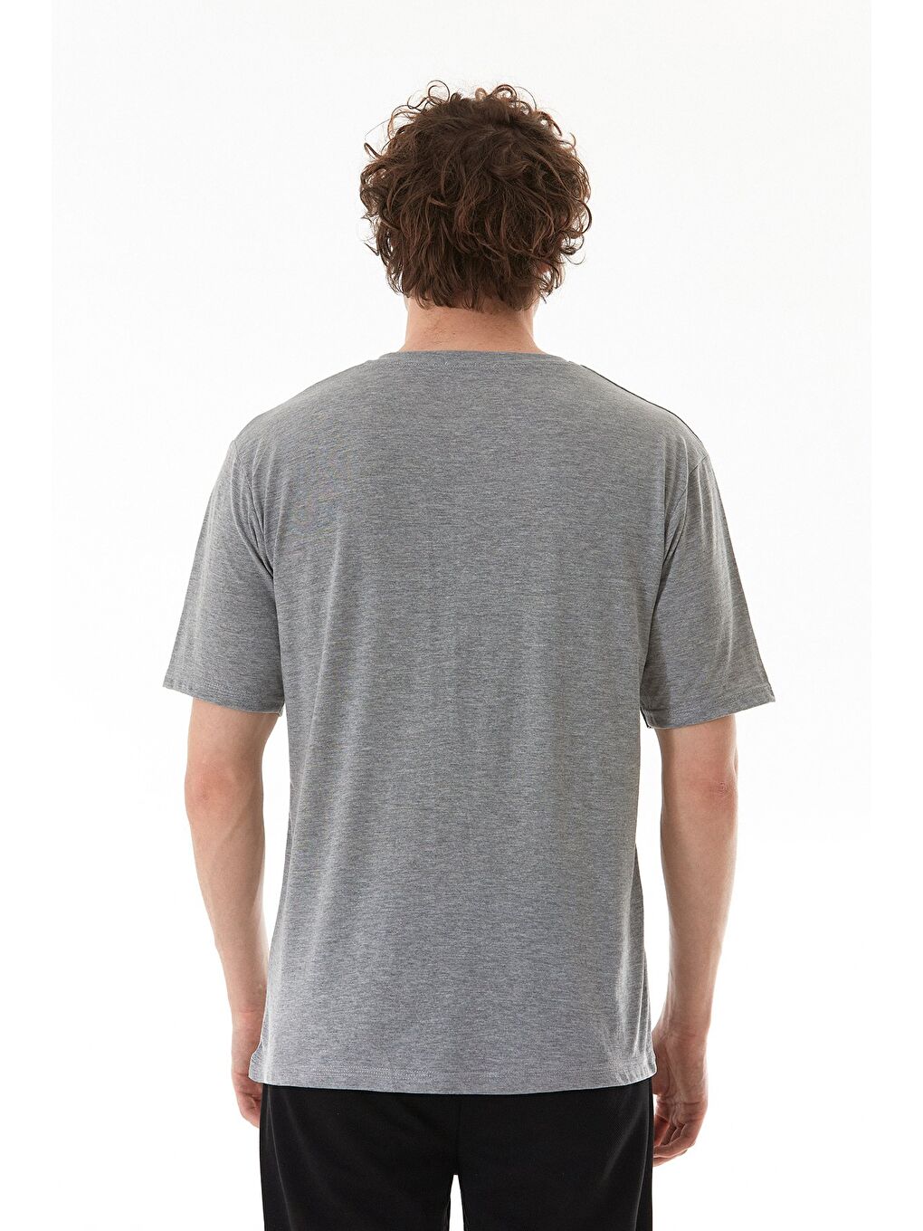 Gri Why Not Yazı Baskılı Bisiklet Yaka Tişört-3