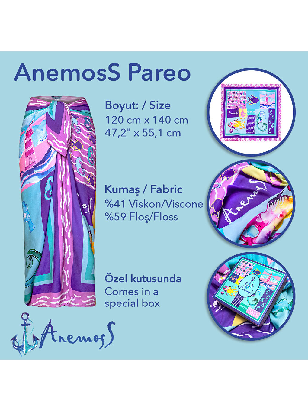 Harmoni Viskon Pareo Pembe 120*140 cm-5