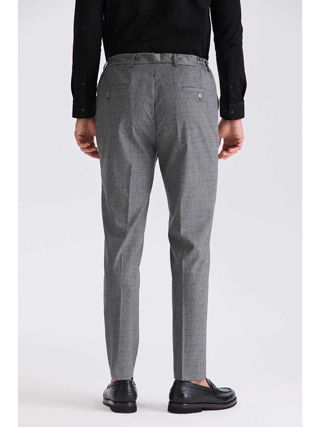 Antrasit Comfort Fit Beli Lastikli Yünlü Kumaş Pantolon-3