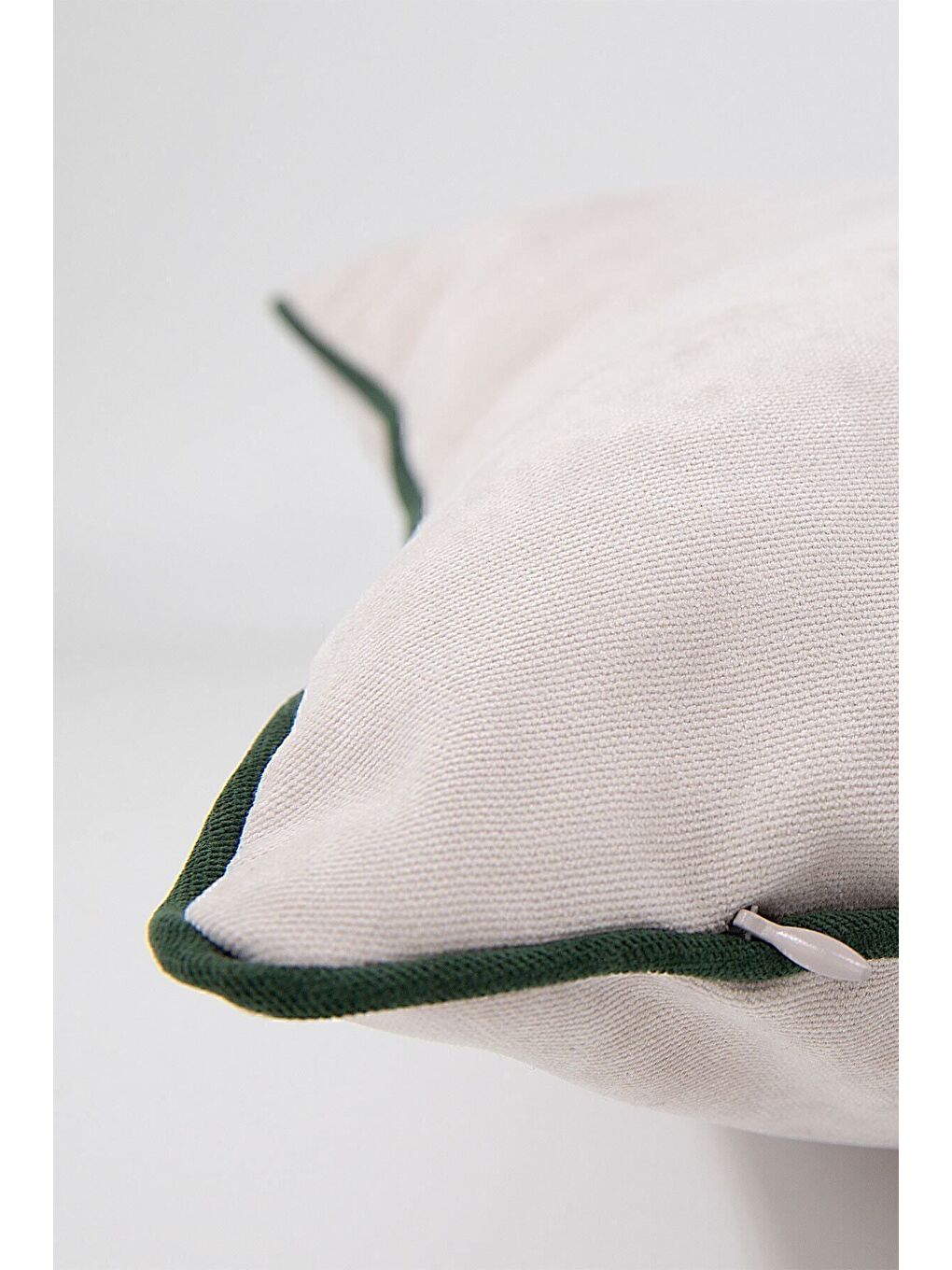 Renk Seçenekli Yeşil Biyeli Açık Gri Kırlent Kılıfı Dekoratif Düz Sade Punch Panoroma Panbiy-2