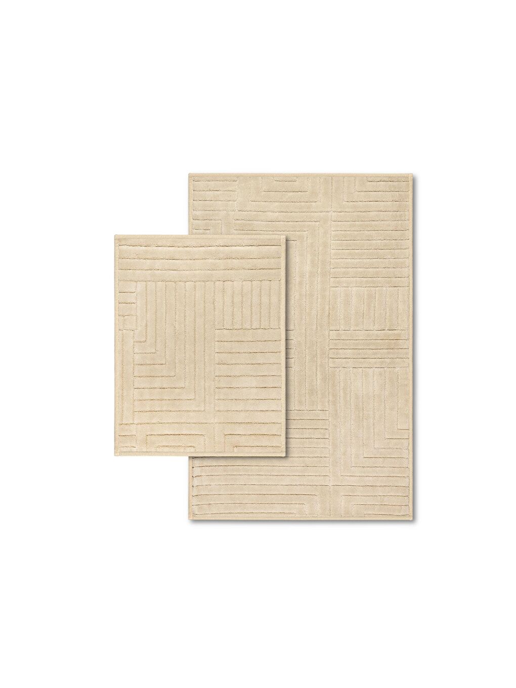 Street Doğal Pamuklu 2'li Banyo Paspas Seti 60x100+50x60 Cm - Bej