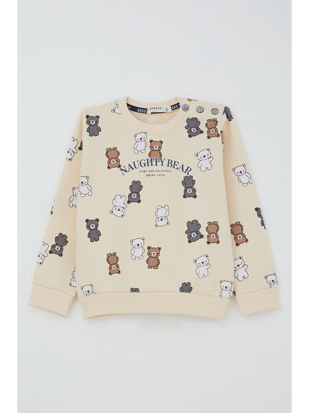 Ekru Erkek Çocuk Eşofman Takımı Sevimli Ayıcıklar Desenli Krem (1-3 Yaş)-1