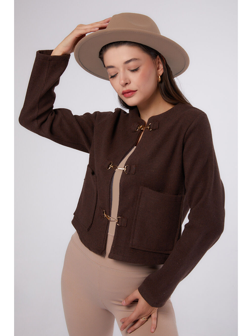 Kahverengi Kaşe Ceket Kahve - 13291-1