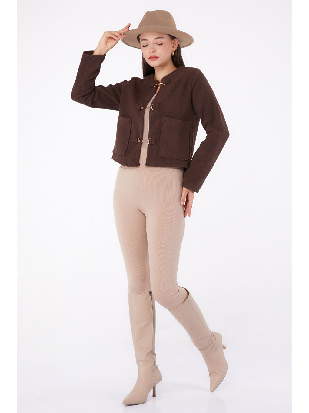 Kahverengi Kaşe Ceket Kahve - 13291-3