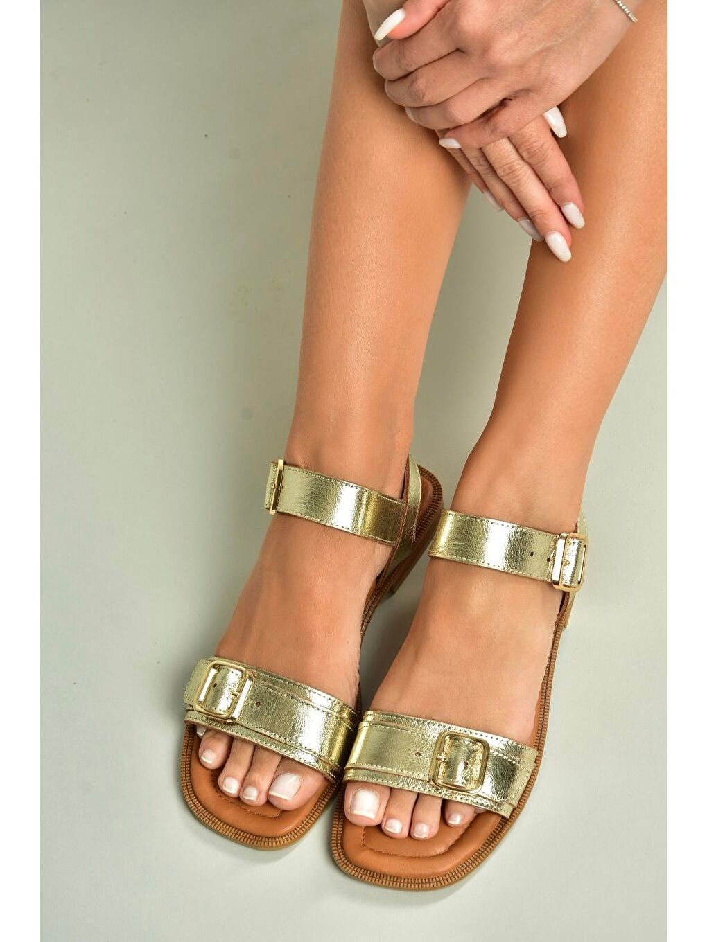 Sarı Altın Kadın Sandalet U944834003