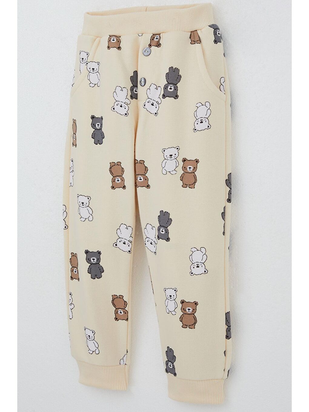 Ekru Erkek Çocuk Eşofman Takımı Sevimli Ayıcıklar Desenli Krem (1-3 Yaş)-6